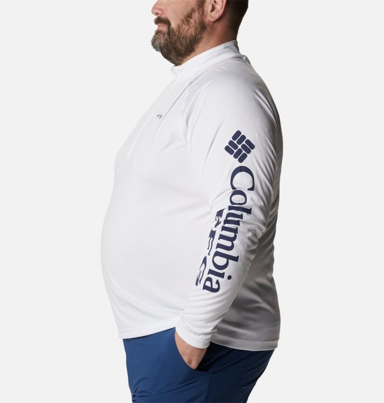 Men's Columbia PFG Terminal Tackle 1/4 Zip Sweatshirts White | Plus Size CA-Y4CAL